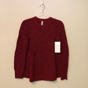 Athleta Sierra Crew Sweater XXS Candy Red Black Marl New NWT Wool Blend Relaxed